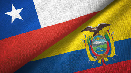 Chile and Ecuador two flags textile cloth, fabric texture