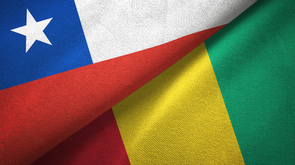 Chile and Guinea two flags textile cloth, fabric texture