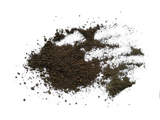 Pile soil isolated on white background. Soil dune with clipping path. Soil from the garden.