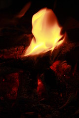 Beautiful stylish artistic fire flames on black background.