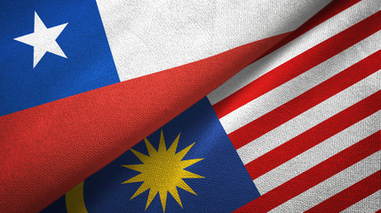 Chile and Malaysia two flags textile cloth, fabric texture