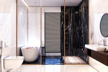 3d render luxury spa bathroom