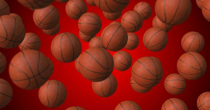 basketball balls falling slow motion