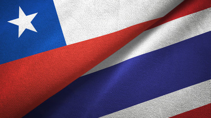 Chile and Thailand two flags textile cloth, fabric texture