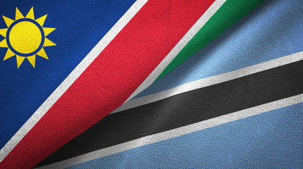 Namibia and Botswana two flags textile cloth, fabric texture 