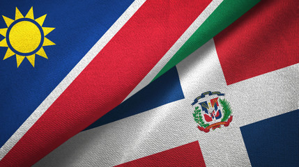 Namibia and Dominican Republic two flags textile cloth, fabric texture