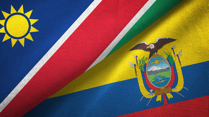 Namibia and Ecuador two flags textile cloth, fabric texture