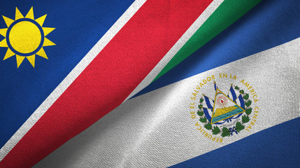 Namibia and El Salvador two flags textile cloth, fabric texture