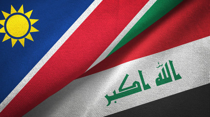 Namibia and Iraq two flags textile cloth