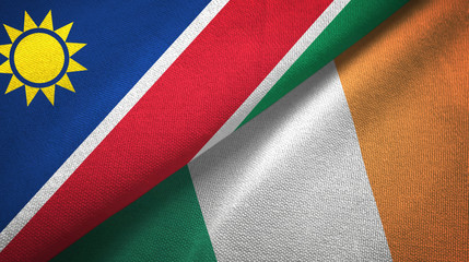 Namibia and Ireland two flags textile cloth, fabric texture