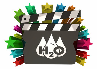 Water H20 Drinkable Clean Resource Movie Film Clapper 3d Illustration