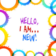 Word writing text Hello I Am New. Business photo showcasing used greeting or begin telephone conversation