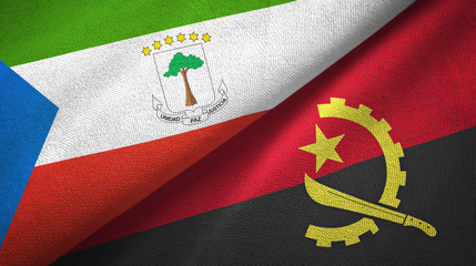 Equatorial Guinea and Angola two flags textile cloth, fabric texture 
