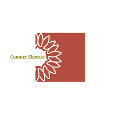 Country flowers graphic with geometric flower