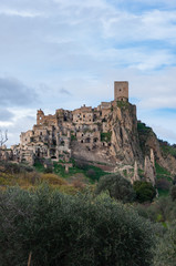 Fototapeta premium Craco, the ghost town near Matera, the city of stones. Craco famous in the world for being used in films and advertising.