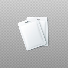 Blank two packages or sachet vector mockup isolated on transparent background.