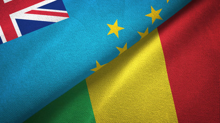 Tuvalu and Mali two flags textile cloth, fabric texture