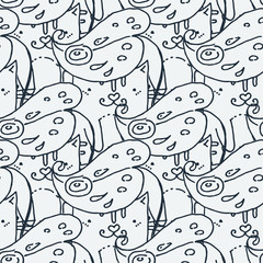 Seamless doodle pattern with cute elements