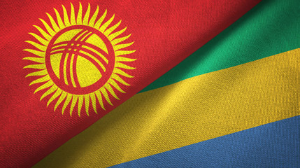 Kyrgyzstan and Gabon two flags textile cloth, fabric texture