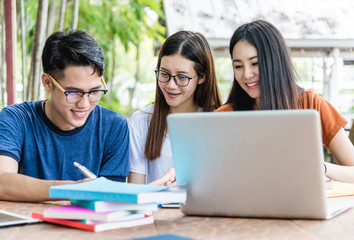 University young people students sitting consult together