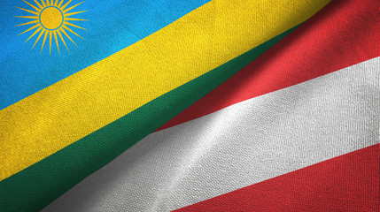 Rwanda and Austria two flags textile cloth, fabric texture 