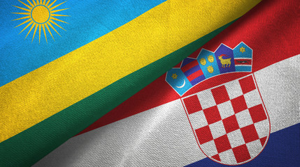 Rwanda and Croatia two flags textile cloth, fabric texture