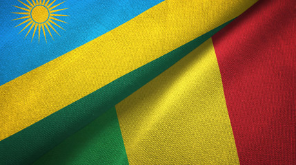 Rwanda and Mali two flags textile cloth, fabric texture