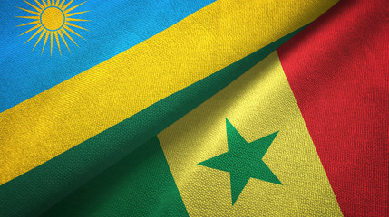 Rwanda and Senegal two flags textile cloth, fabric texture