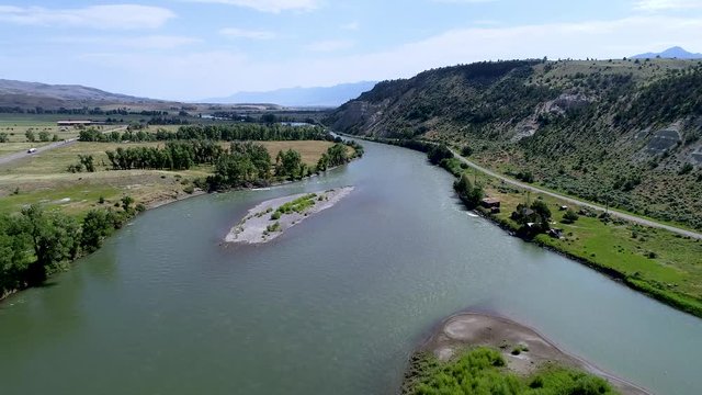 aerial view of the river in Montana