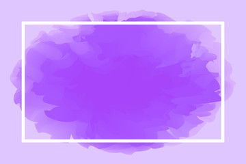 rectangle line white on abstract purple soft background, empty frame on purple water color art template and copy space, purple watercolor banner frame blank, frame painted watercolor banner pastel