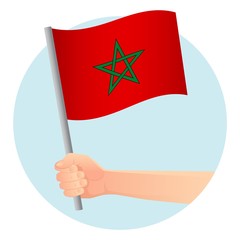 Morocco flag in hand