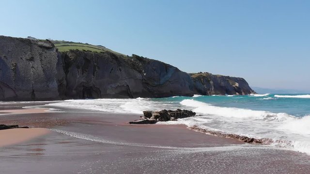 Zumaia cliff side beach aerial views