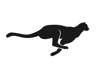 Running Cheetah silhouette monochrome color. Symbol of vitality. Creative design. Vector illustration © krustovin