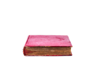 old book stain red color, isolated on white background