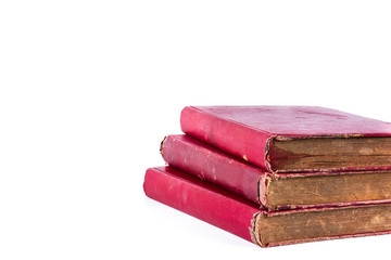 stack of red old book, isolated on white background