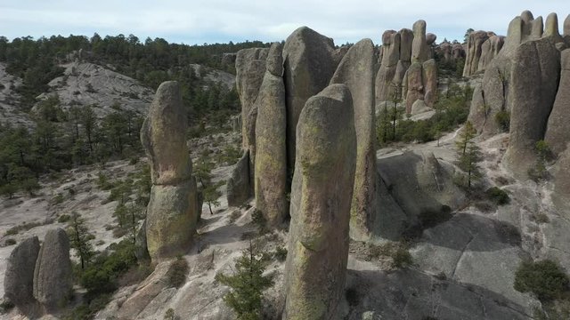 Aerial Drone view of Valle de los Monjes, Creel, Chihuahua, Mexico