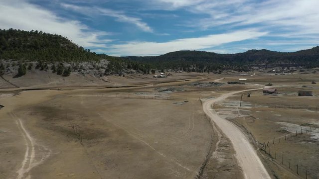 Aerial Drone view of San Ignacio Mision, Creel, Chihuahua, Mexico