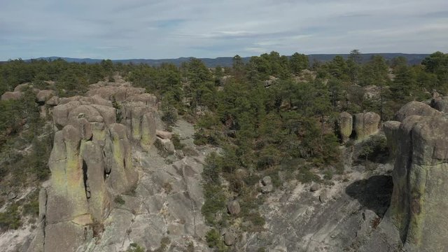 Aerial Drone view of Valle de los Monjes, Creel, Chihuahua, Mexico