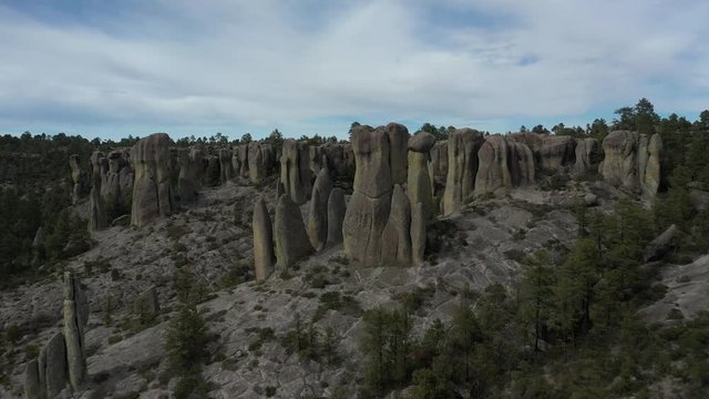 Aerial Drone view of Valle de los Monjes, Creel, Chihuahua, Mexico
