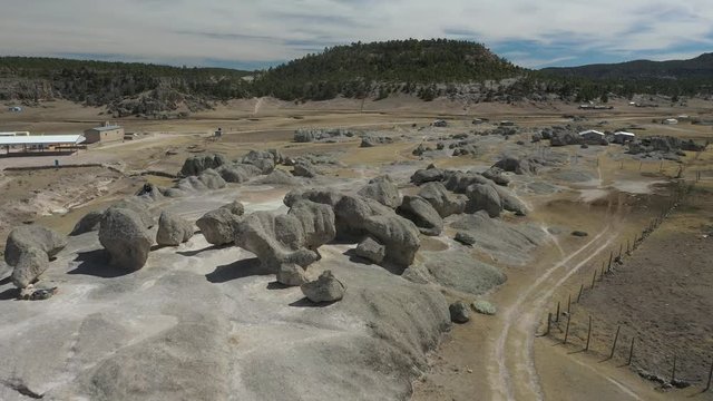 Aerial Drone view of Valle de Ranas y Hongos, Creel, Chihuahua, Mexico