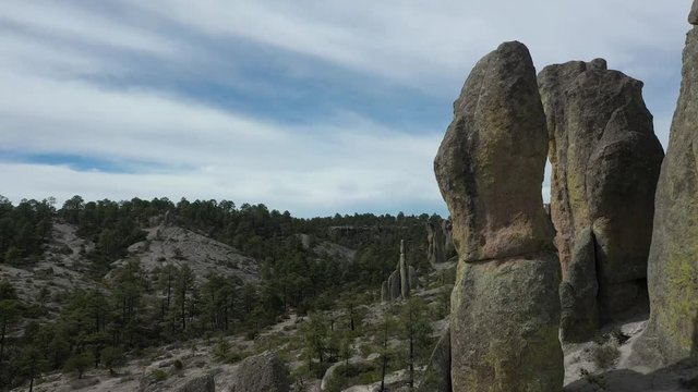 Aerial Drone view of Valle de los Monjes, Creel, Chihuahua, Mexico