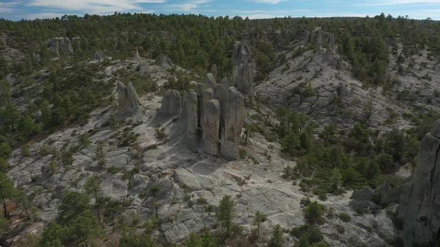 Aerial Drone view of Valle de los Monjes, Creel, Chihuahua, Mexico