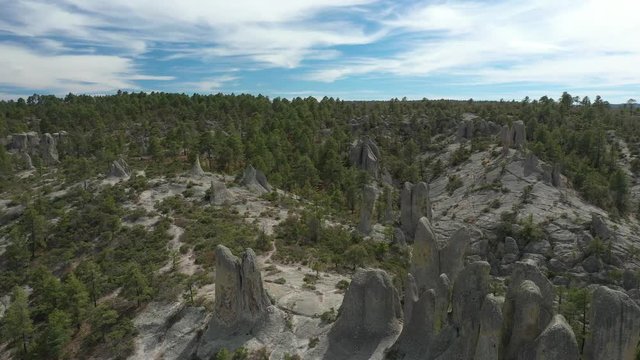 Aerial Drone view of Valle de los Monjes, Creel, Chihuahua, Mexico