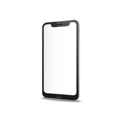Smart or cell phone with blank screen vector mockup isolated on white background.