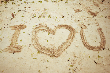 I love you sign on sand