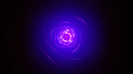  loop tunnel wormhole. Warp in science fiction hole vortex hyperspace tunnel. Abstract background.3d render