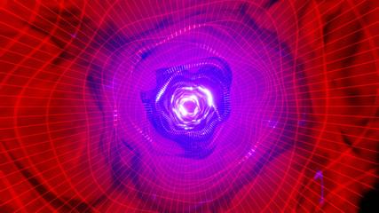  loop tunnel wormhole. Warp in science fiction hole vortex hyperspace tunnel. Abstract background.3d render
