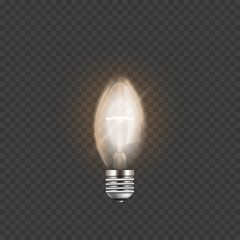 Light bulb or electric lamp 3d realistic vector illustration isolated.