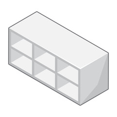 Empty white shelves isolated illustration on white background