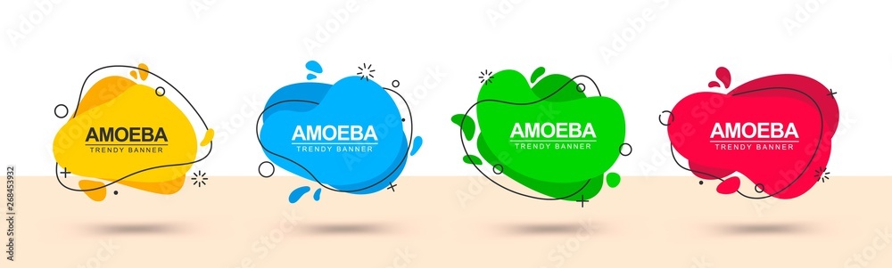 Poster Abstract set of vector banners of different colors. Geometrical banner template for web use and advertising.
